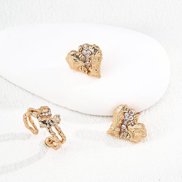 🌟 Vintage Gold S925  Abstract Heart Earrings - Picture 2 of 6